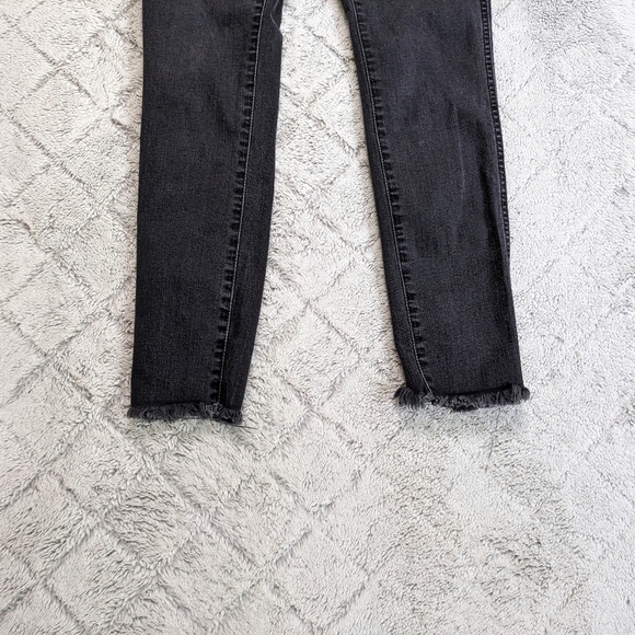 Madewell 10" High Rise Skinny Jeans Women's 27 Black Frayed Hem Button Fly - Picture 4 of 8